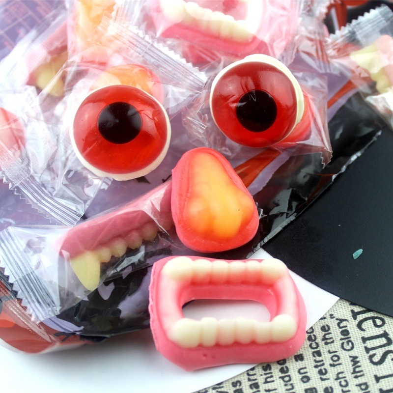 Custom Halloween Eye Halal Gummy Eyes Shape Candy Halloween Contain Body Shaped Lollipop Eye Ball Gummy