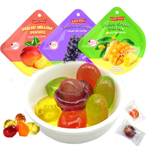 Peach Shape Peel Mango Peeled Grape Flavor Fruit Gummy Candy Wholesale