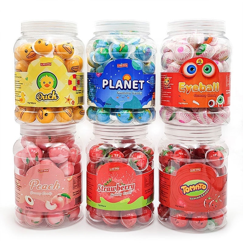 Hot Sell Cheap Price Cartoon Eye Ball Gummy Candy Soft Ball Candy With Filling Fruit Jam