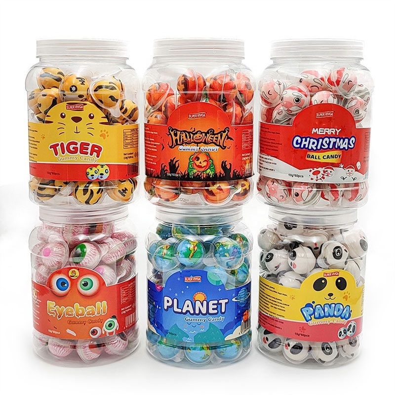 Hot Sell Cheap Price Cartoon Eye Ball Gummy Candy Soft Ball Candy With Filling Fruit Jam