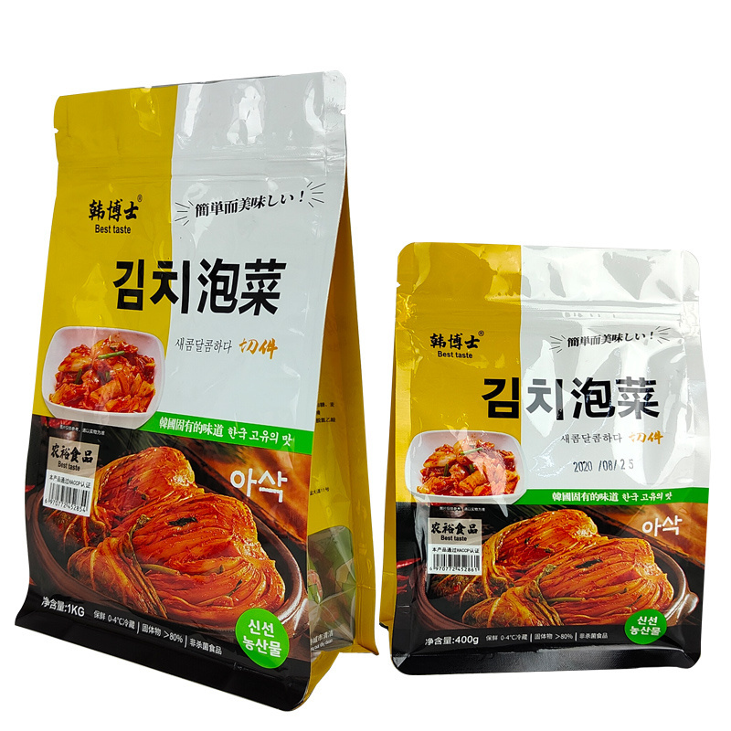 400g 1kg kimchi aluminium foil packaging pouch ziplock bag food grade flat bottom plastic bag heat seal pickles packaging