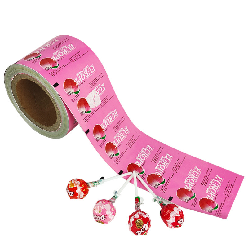 Heat sealing lollipop packaging film twist Chocolate candy wrapper food grade metallized pe bopp film custom lollipop wrappers