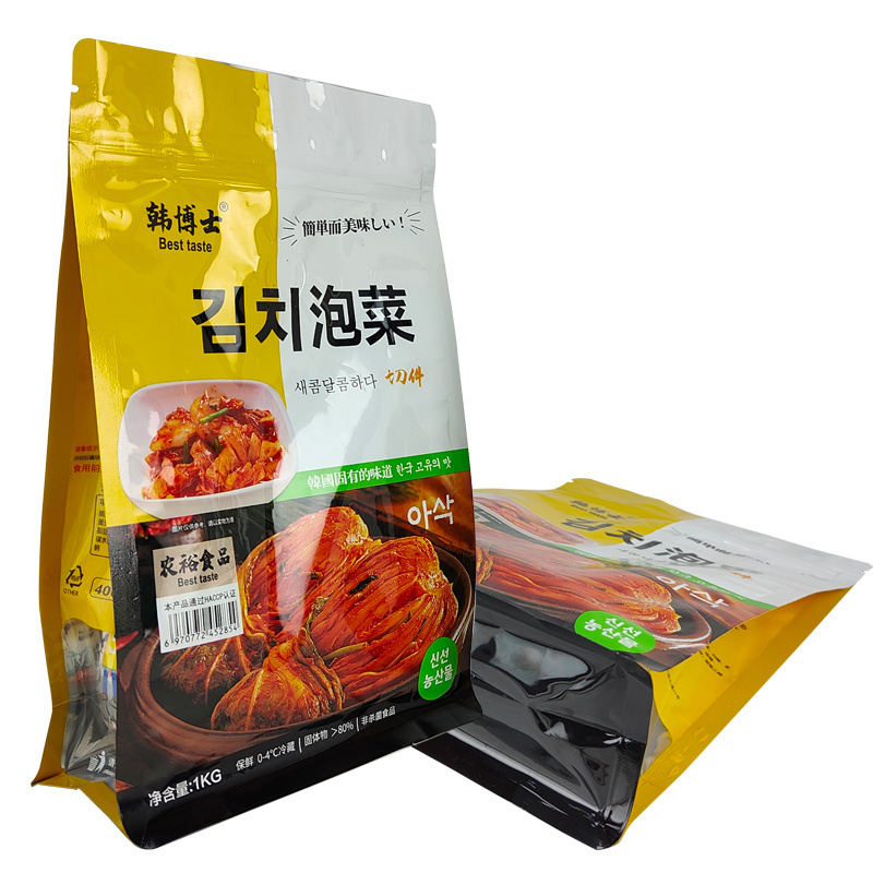 400g 1kg kimchi aluminium foil packaging pouch ziplock bag food grade flat bottom plastic bag heat seal pickles packaging