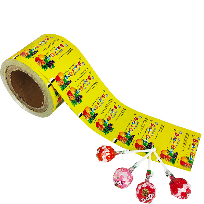 Heat sealing lollipop packaging film twist Chocolate candy wrapper food grade metallized pe bopp film custom lollipop wrappers