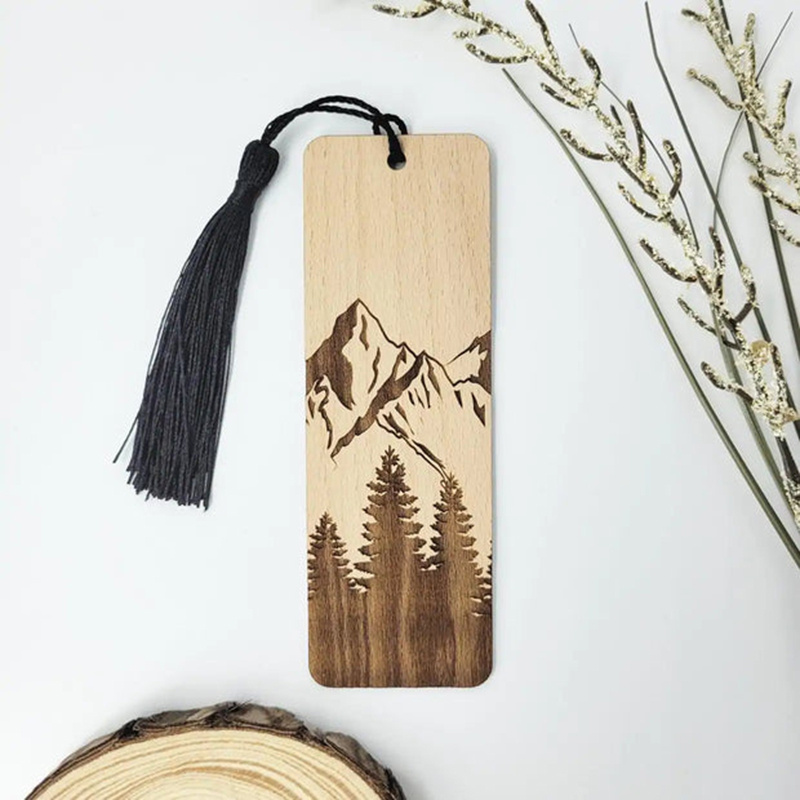 Custom Laser Engraving Natural Wood Gift Decorate Craft Wood Bookmarks for kids