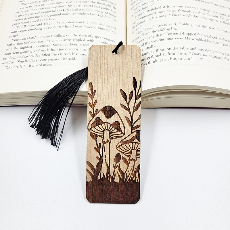 Custom Laser Engraving Natural Wood Gift Decorate Craft Wood Bookmarks for kids