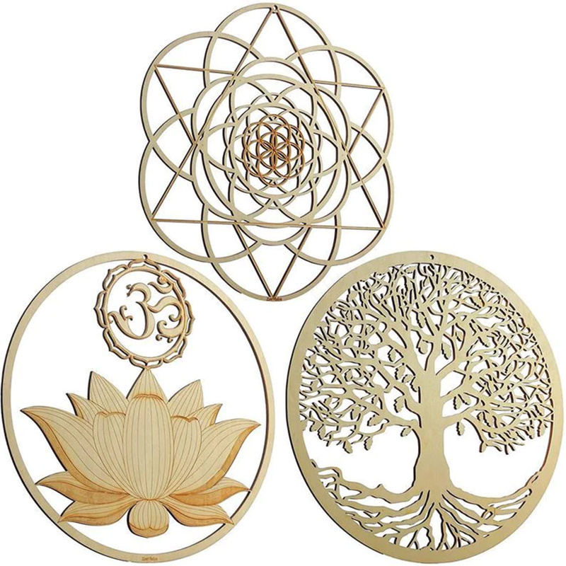 Manufacturers custom laser cut wooden decoration mandala wood carved wooden wall hanging for home