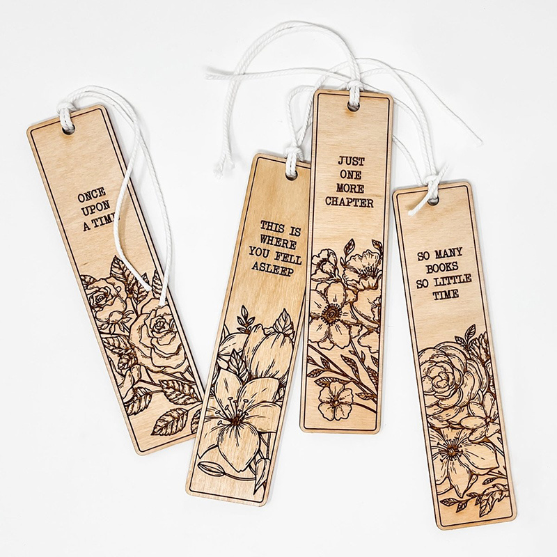 Custom Laser Engraving Natural Wood Gift Decorate Craft Wood Bookmarks for kids