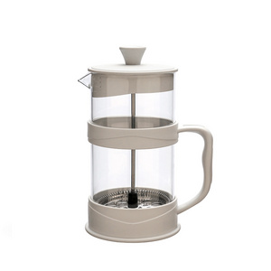 Wholesale Travel Coffee Maker French Press Coffee Pot White 350ml Borosilicate Glass Coffee  Tea Pot