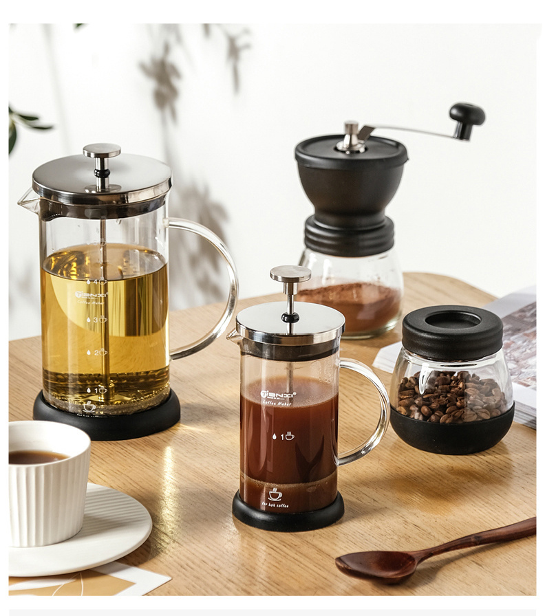 Wholesale Travel Coffee Maker French Press Coffee Pot White 350ml Borosilicate Glass Coffee  Tea Pot