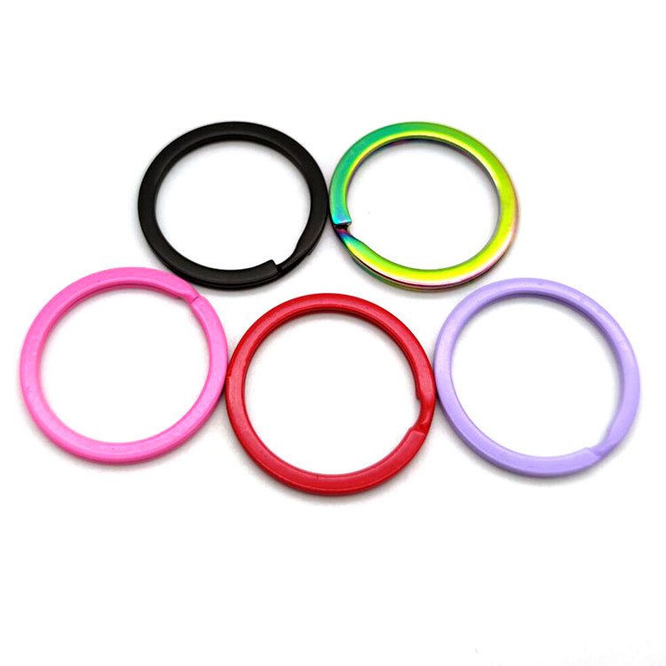 YYX Keyring Accessories Custom Color Logo Metal Blank 25mm Key Ring Loop Flat Pink Split Rings