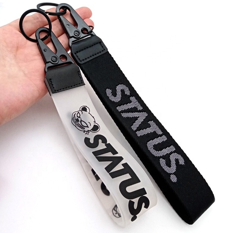 YYX Custom Nylon Fabric Hand Wrist Wristlet Key Chain Keychain Holder Lanyard Strap Woven embroidered keychain