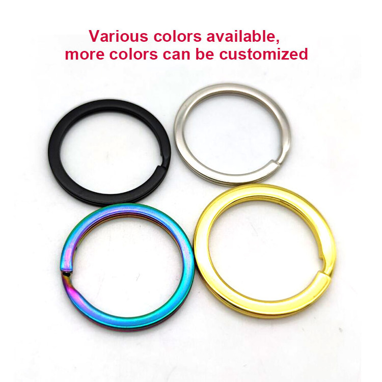 YYX Keyring Accessories Custom Color Logo Metal Blank 25mm Key Ring Loop Flat Pink Split Rings