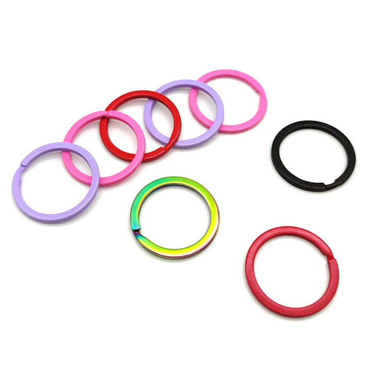 YYX Keyring Accessories Custom Color Logo Metal Blank 25mm Key Ring Loop Flat Pink Split Rings