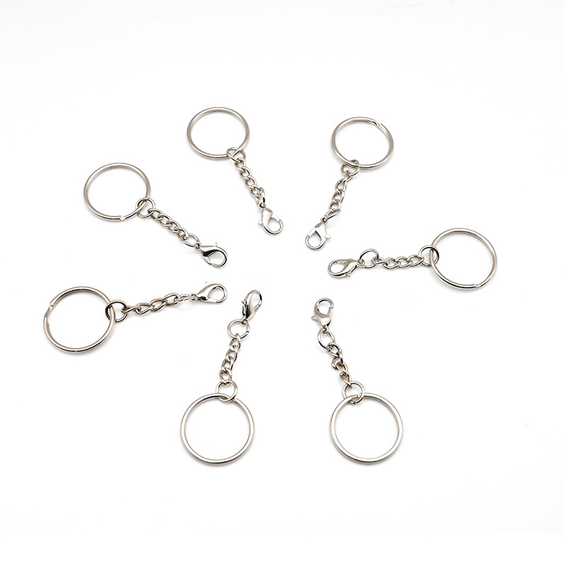 Wholesale Silver Nickel Plating Metal Keychain Split Key Ring With Chain DIY Hardware Accessories Key Chain Keyrings