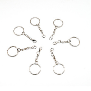 Wholesale Silver Nickel Plating Metal Keychain Split Key Ring With Chain DIY Hardware Accessories Key Chain Keyrings