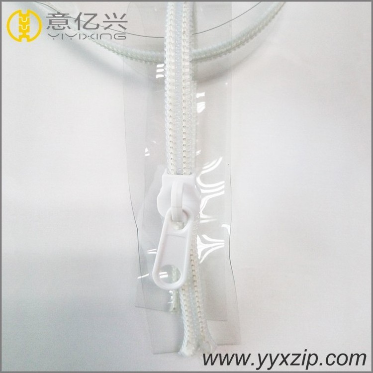 Clear transparent pp zipper tape without teeth zipper slider pvc zipper