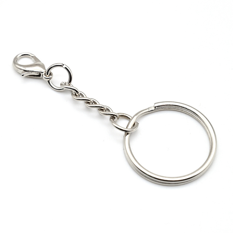 Wholesale Silver Nickel Plating Metal Keychain Split Key Ring With Chain DIY Hardware Accessories Key Chain Keyrings