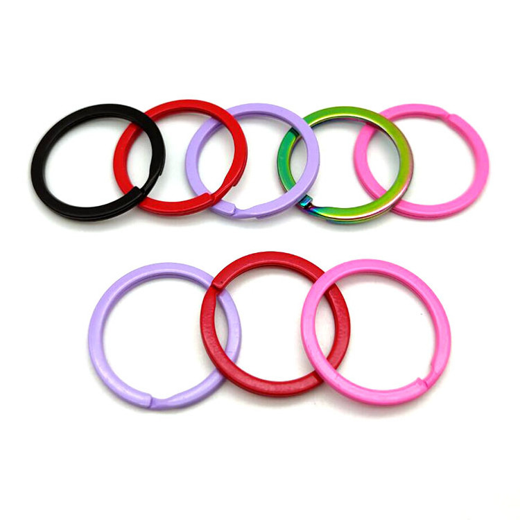 YYX Keyring Accessories Custom Color Logo Metal Blank 25mm Key Ring Loop Flat Pink Split Rings