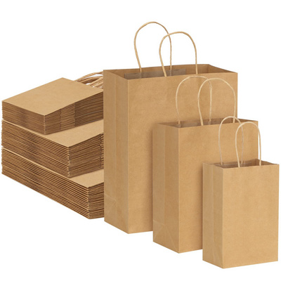 Brown Paper Bags with Handles Mixed Size Gift Bags Bulk Kraft Paper for Business Shopping Retail Merchandise Bags