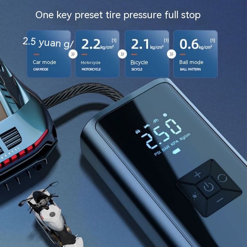 Portable Mini Mountain Bike Bicycle Hand Air Pump Portable Compressor For Car Tires W/Digital Portable Nitrogen Tire Inflator