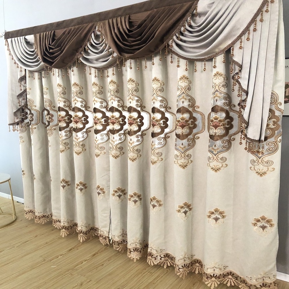 designer dubai gold valance house european royal living room luxury embroidered sheer curtains