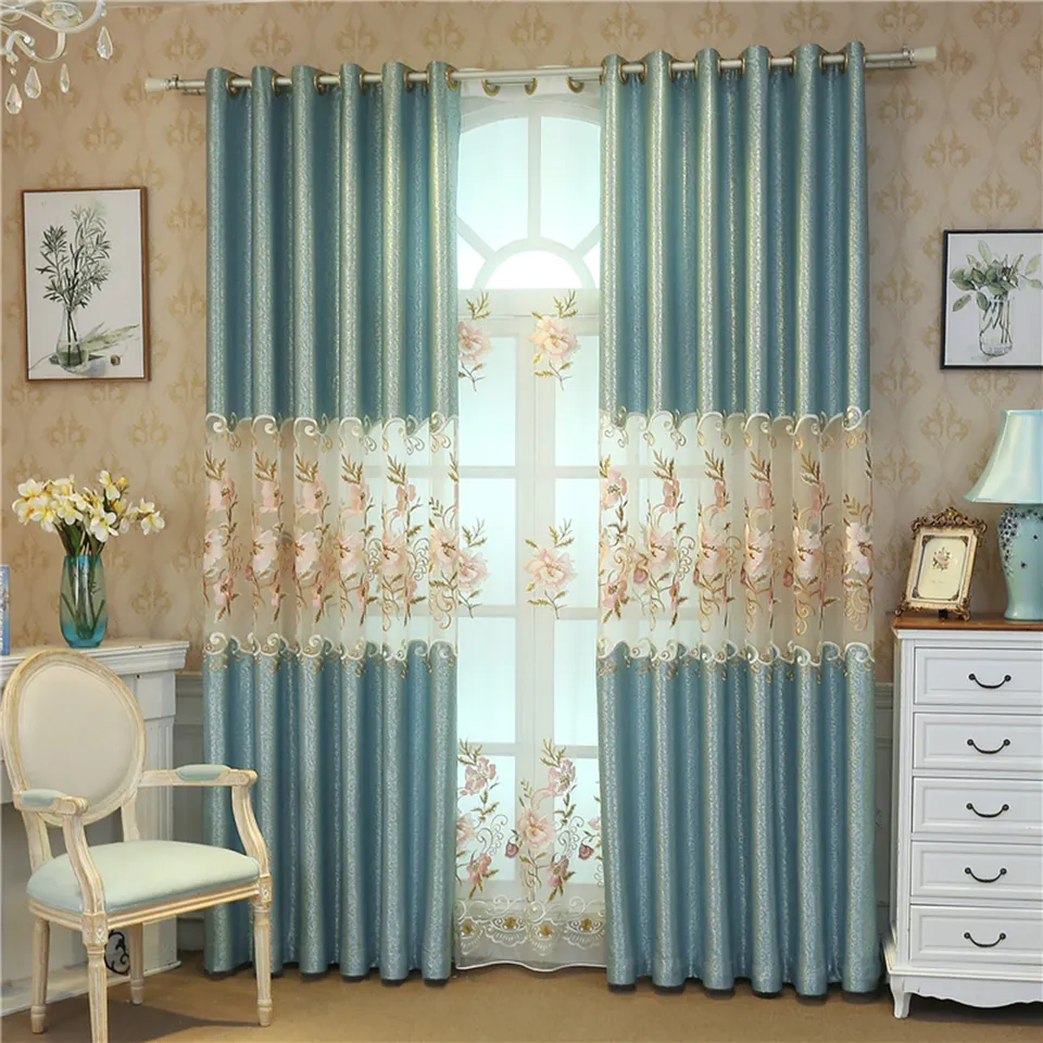 High Quality Elegant Floral Luxury Turkish White Jacquard Embroidered Customized Curtains For The Living Room