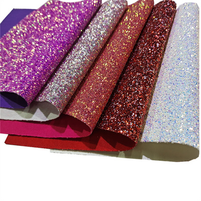 Sparkly Shiny Synthetic Vinyl Pu Glitter Fabric Sheets Chunky Faux Leather For Shoes Bags Bow Crafts