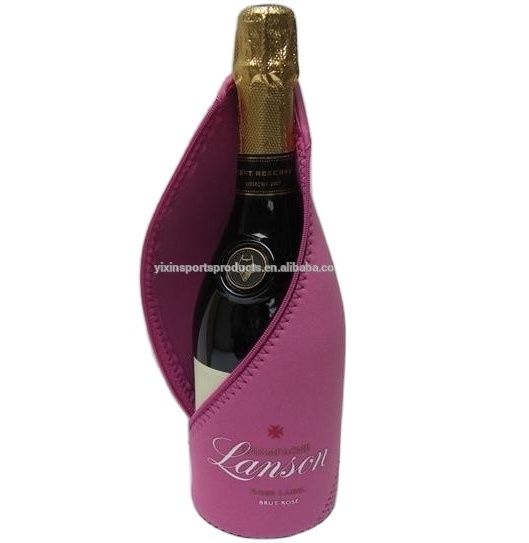 neoprene champagne zip-up wine cooler sleeve, wine bottle cooler case