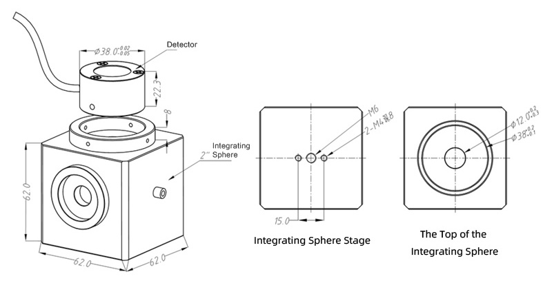 YIXIST YPM-8205-06-U InGaAs integrating sphere power detector 800-1650nm 1uW - 2W