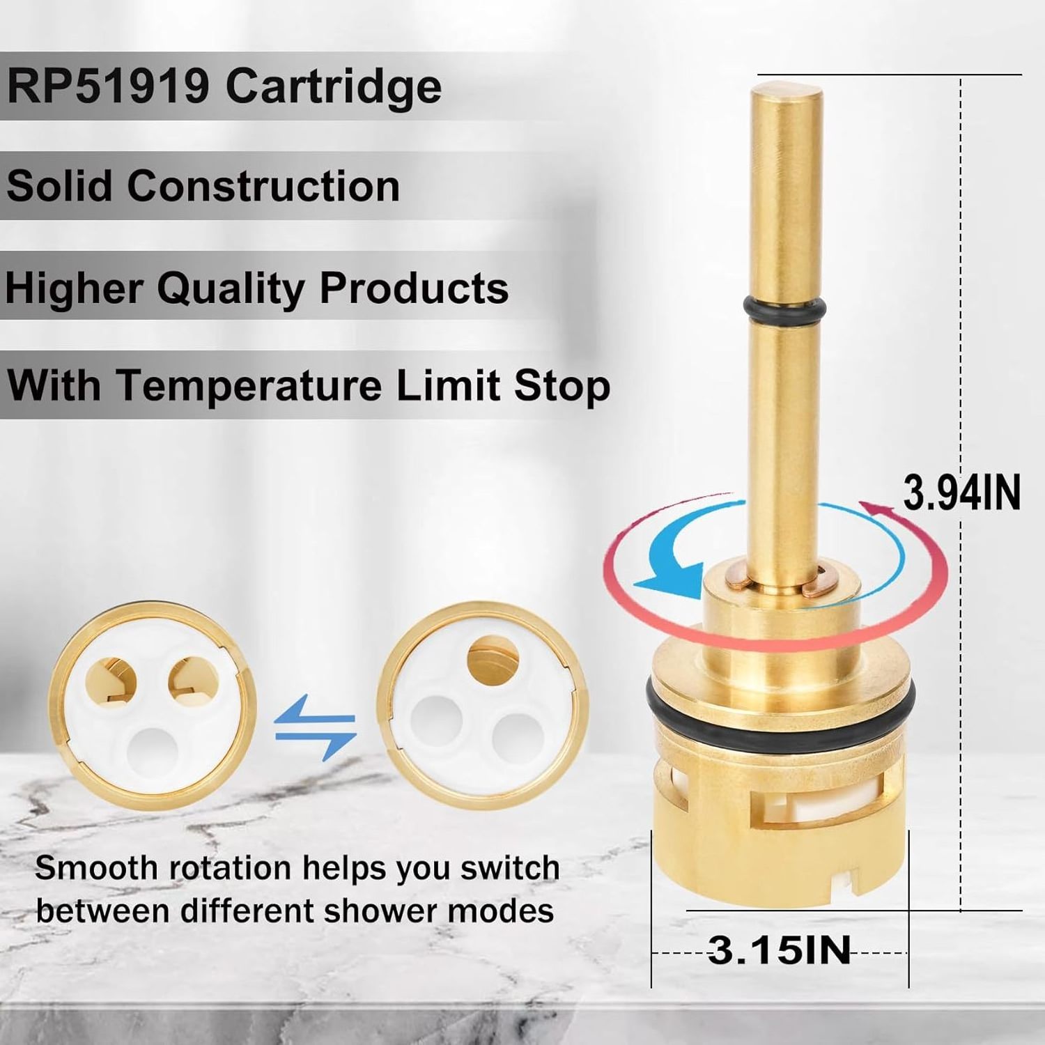 Miory RP51919 6 Setting Diverter Cartridge Replacement for RP51919 Shower Cartridge