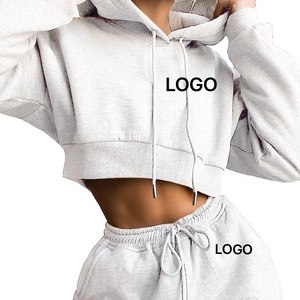 Women Casual Two Piece Sweat Set Hoodie Crop Tops Sweatshirt High Waist Long Harem Pants Jogger Hoodies Suit Outfits Tracksuit