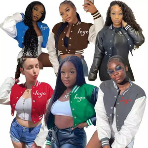 2022 Spring Trending Clothes Letterman Cropped Jacket Women Long Sleeves Varsity Woman Letterman For Ladies Coats Clothes