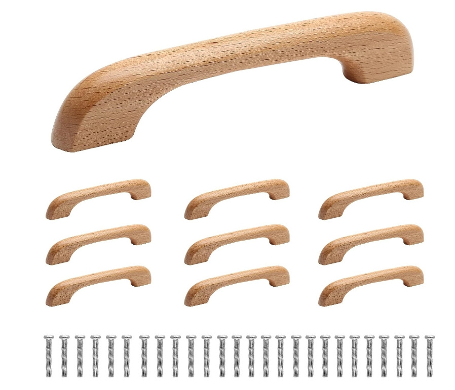 Luxury Cabinet Handles  Hardware for Doors & Dresser Drawers 3-1/2 Inch Hole Center Unfinished Wood Natural Woodcraft Collection