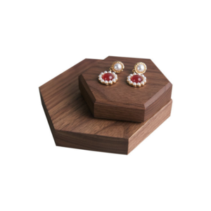 Black Walnut Solid Wood Ring Holder Geometric Hexagonal Jewelry Display Props Necklace Earrings Earstuds Display Bracelet Frame