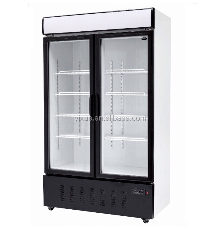 supermarket three glass doors beverage refrigerator/soft drink display cooler with Lock