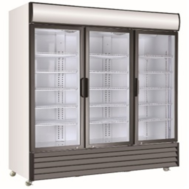 supermarket three glass doors beverage refrigerator/soft drink display cooler with Lock