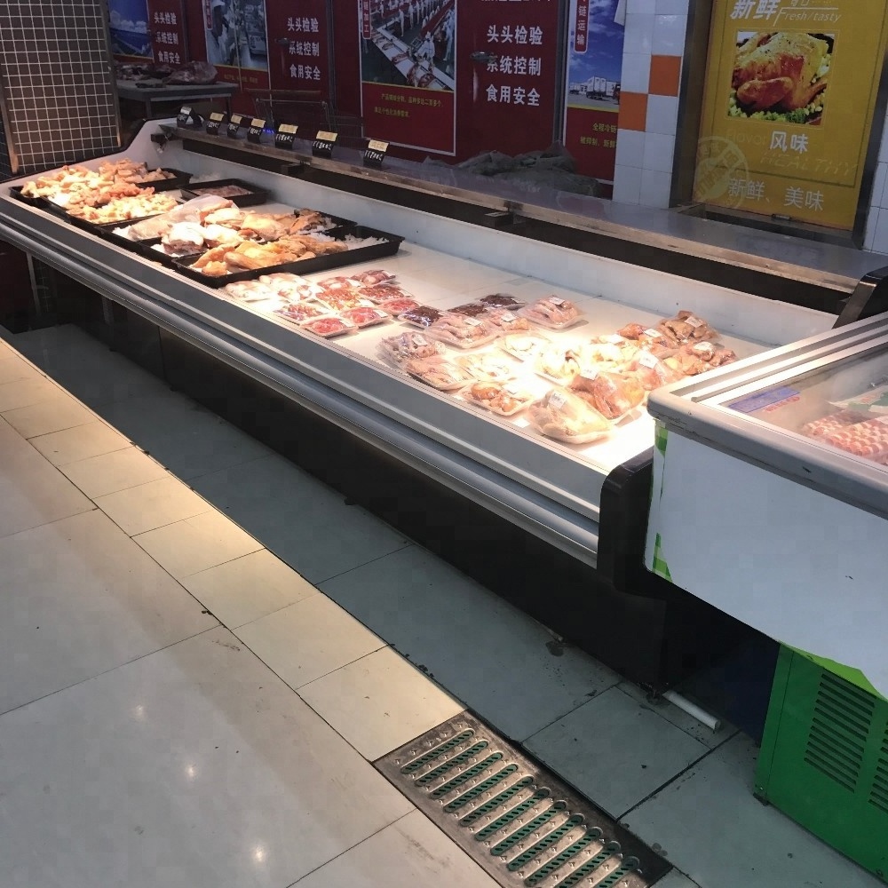 guangzhou factory 2m meat display chiller with panasonic compressor / 5ft chicken display cooler for supermarket and butchery