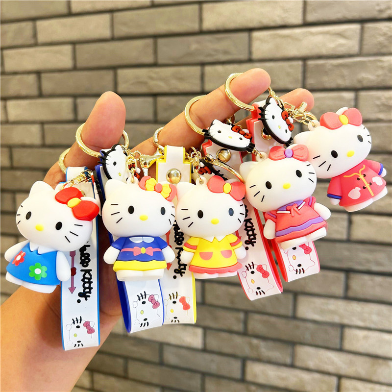 Wholesale Key Ring Kawaii Hello Kitty Keychains Sanrio Kouromi Cartoon Keychain Silicone Cute Key Chains for Bags