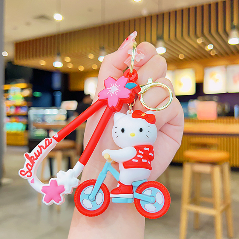 YX Anime Cute Kuromi Melody Keychain Kawaii Cartoon Frog Cinnamoroll Penguin Women Bag Pendant Key Chain sanrio wholesale