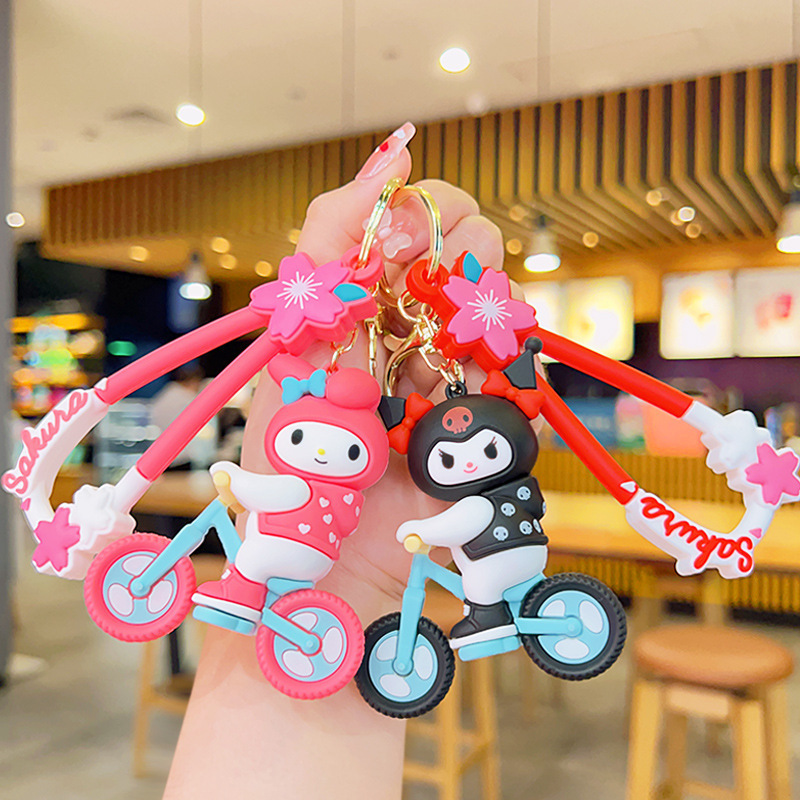 YX Anime Cute Kuromi Melody Keychain Kawaii Cartoon Frog Cinnamoroll Penguin Women Bag Pendant Key Chain sanrio wholesale