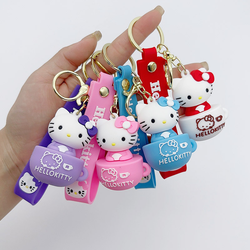 Wholesale Key Ring Kawaii Hello Kitty Keychains Sanrio Kouromi Cartoon Keychain Silicone Cute Key Chains for Bags