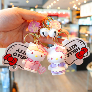 Wholesale Key Ring Kawaii Hello Kitty Keychains Sanrio Kouromi Cartoon Keychain Silicone Cute Key Chains for Bags