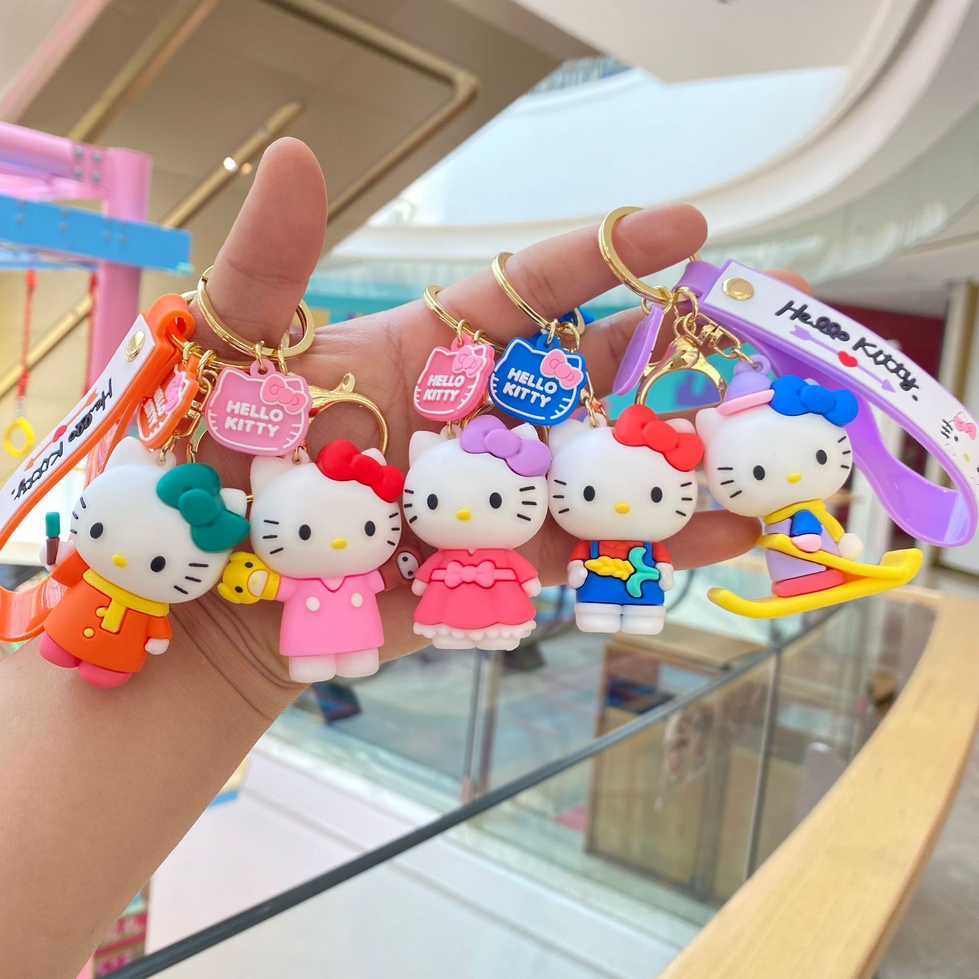 Wholesale Key Ring Kawaii Hello Kitty Keychains Sanrio Kouromi Cartoon Keychain Silicone Cute Key Chains for Bags