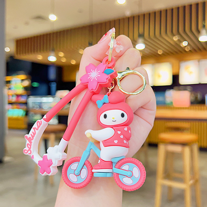 YX Anime Cute Kuromi Melody Keychain Kawaii Cartoon Frog Cinnamoroll Penguin Women Bag Pendant Key Chain sanrio wholesale