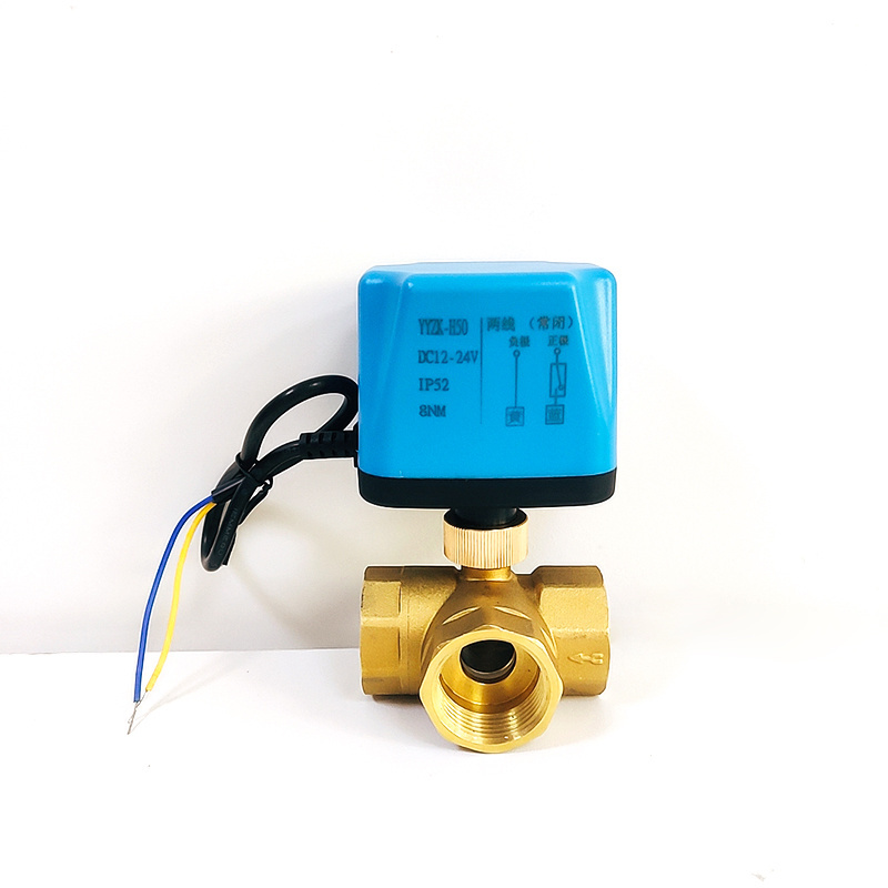 DN15 DN20 DN25 3 Way 110V 220V 12V 24V 2-wire Brass Electric Motorized  Ball Valve Normally Closed/Open Waterproof IP52