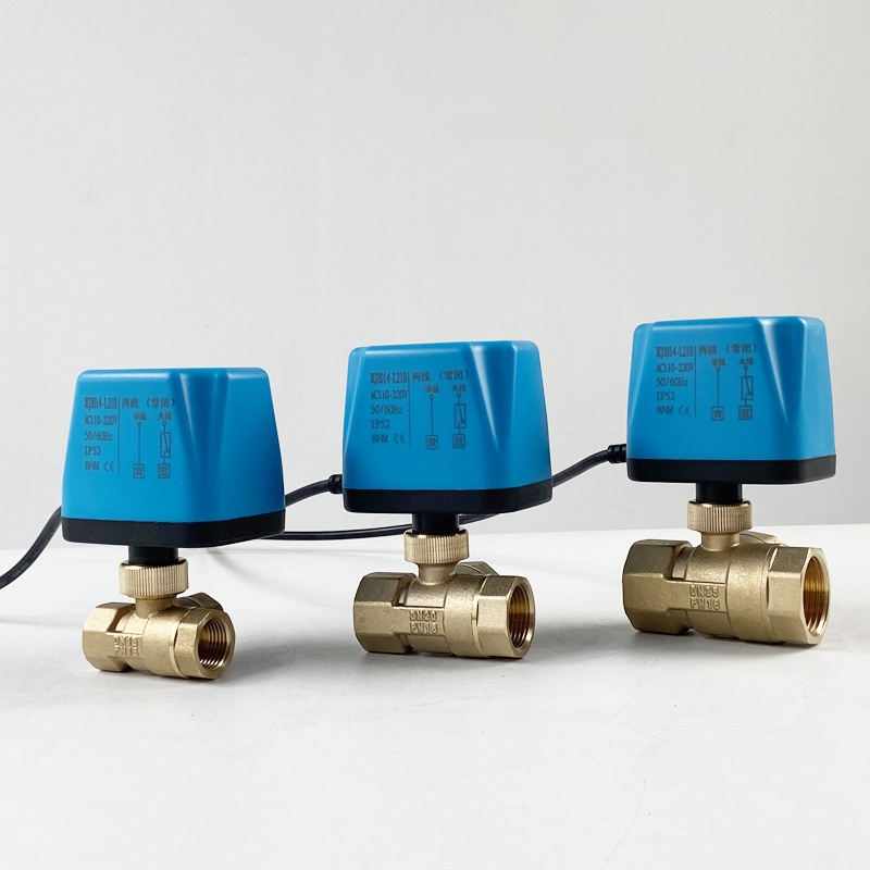 DN15 DN20 DN25 3 Way 110V 220V 12V 24V 2-wire Brass Electric Motorized  Ball Valve Normally Closed/Open Waterproof IP52