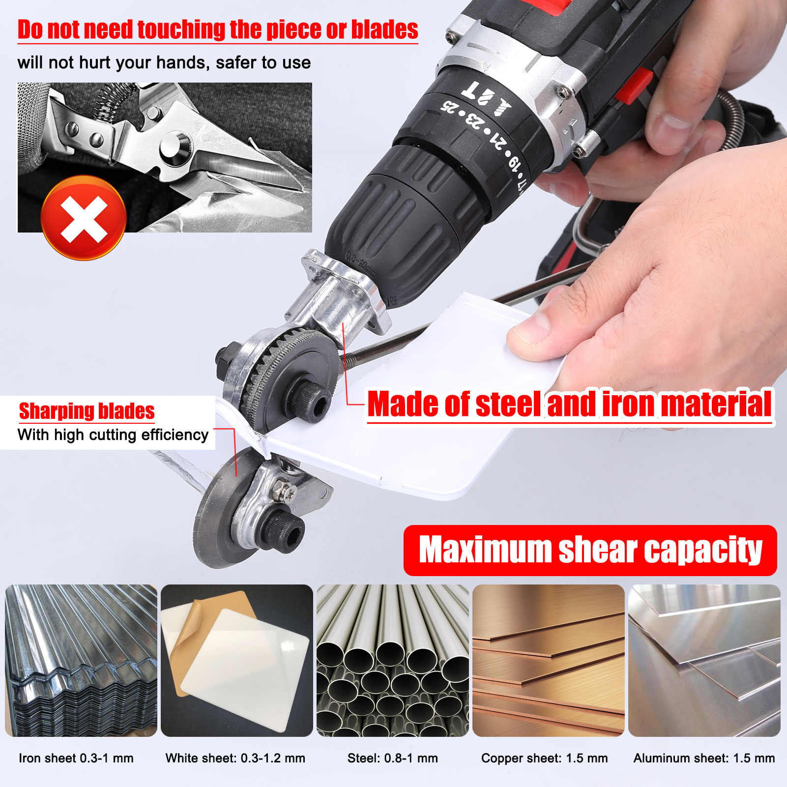 Electric Drill Plate Cutter Metal Sheet Cutter Free Cutting Tool Nibbler Saw Cutter Plate Punch Scissors