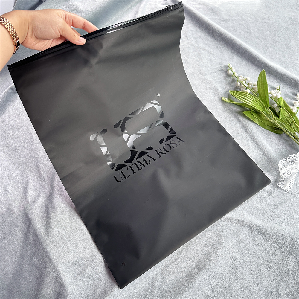 Wholesale Custom Plastic Packaging Bag Black Zipper Frosted Bag For Clothing Brand Logo Reusable Ziplock Bags Pouch