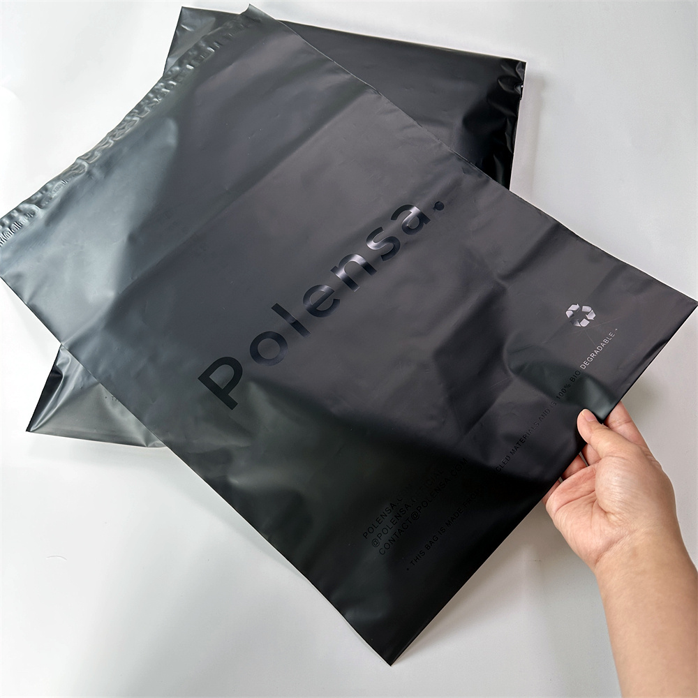 Luxury Custom Glossy Logo Black Courier Bag Strong Adhesive Shipping Envelope Poly Mailing Bag Clothes Parcel Polymailer Bags